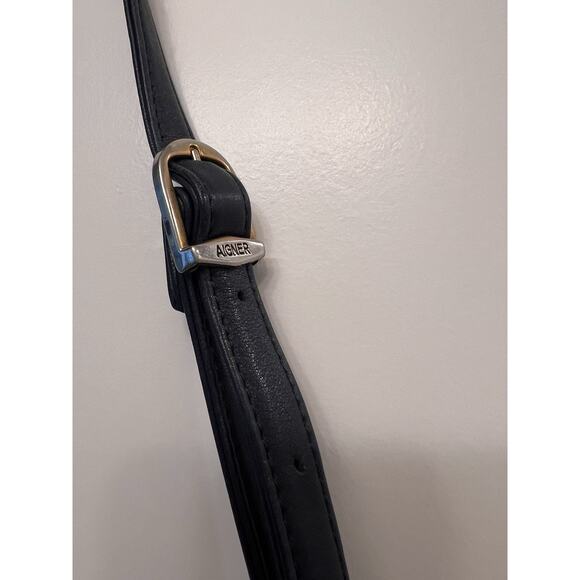 Etienne Aigner Crossbody Shoulder Handbag Purse Soft Leather Navy Blue Classic - Picture 5 of 8